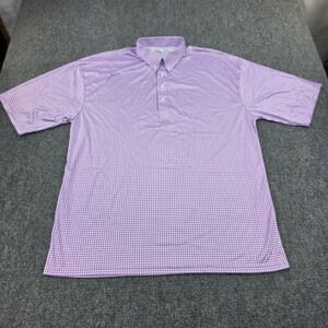 Collars & Co. Men's 3XL Purple Gingham Dress Collar Polo‎ Shirt Short Sleeve
